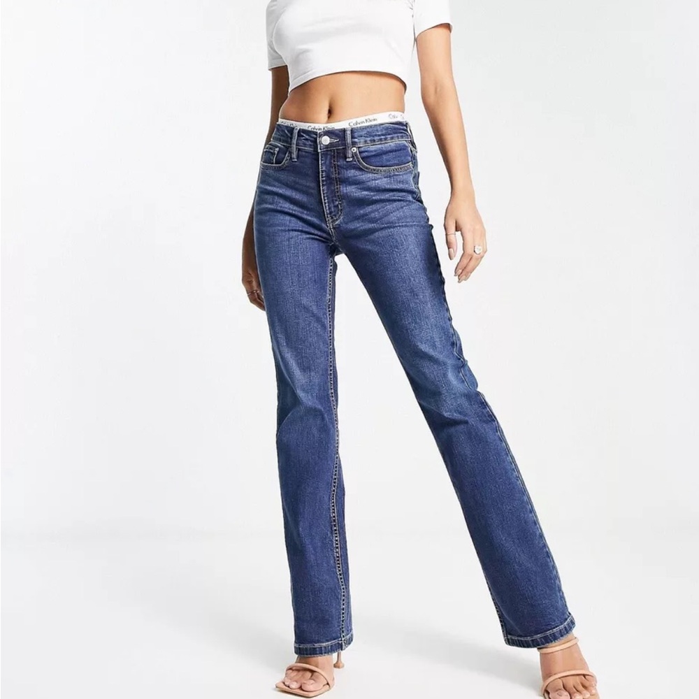 New Calvin Klein high rise High Waist  Bootcut Blue Denim Jeans size 27 Cotton